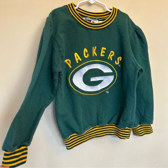 Vintage Boys Medium 10 - 12 Mighty Mac Green Bay Packers Pullover Sweatshirt 90s - Picture 2 of 10